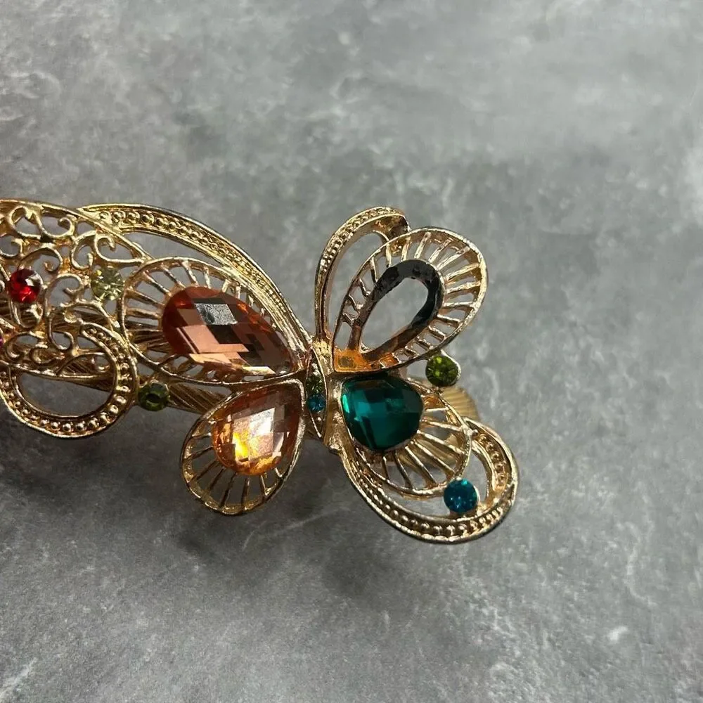 Fashion Jewelry Rhinestones Gold Butterfly Hair Clip Accessories